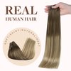 GOO GOO 150g 7pcs Seamless Clip in Hair Extensions Balayage Walnut Brown to Medium Brown and Bleach Blonde Hair Extensions 20 Inch Remy Thick Hair Extensions PU Clip in Hair Extensions for Women