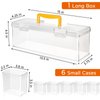 Trading Card Storage Box with Divider Cases for 200 Top Loaders, 15 Inches Long Card Storage Portable Sports Cards Storage Case, Baseball Card Storage-6+1 Set