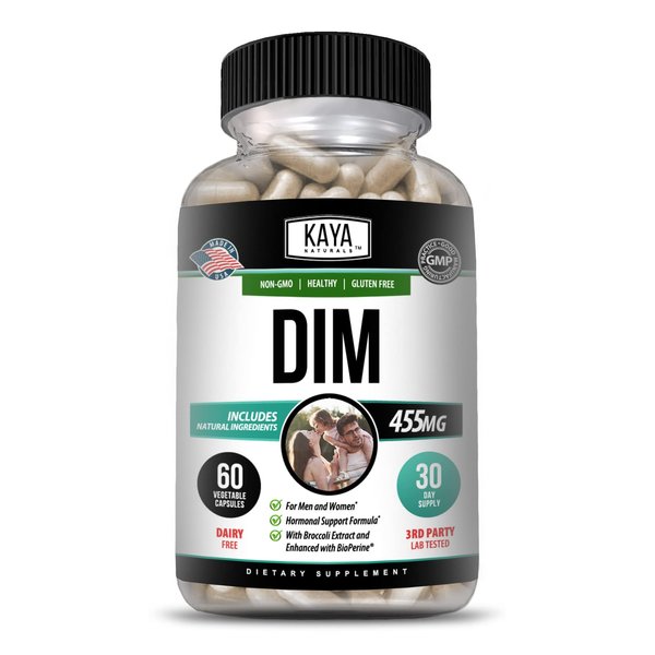 Kaya Naturals DIM Ultra | Supplement for Women and Men | Vegetable Capsules with Broccoli Extract & BioPerine | Herbal Supplement for Hormonal Support, Acne, Menopause, and Prostate – 60 Count