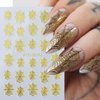 8 Sheets Halloween Nail Art Stickers Decals Spider Web Nail Stickers 3D Self-Adhesive White Black Gold and Silver Glitter Spider Web Designs Nail Decals Decorations for Women Halloween Nail Charms
