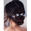 Latious Bride Wedding Hair Pins Pearl Bridal Hair Piece Blue Crystal Hair Clips Rhinestones Hair Accessories for Women and Girls (Pack of 3) (Silver)