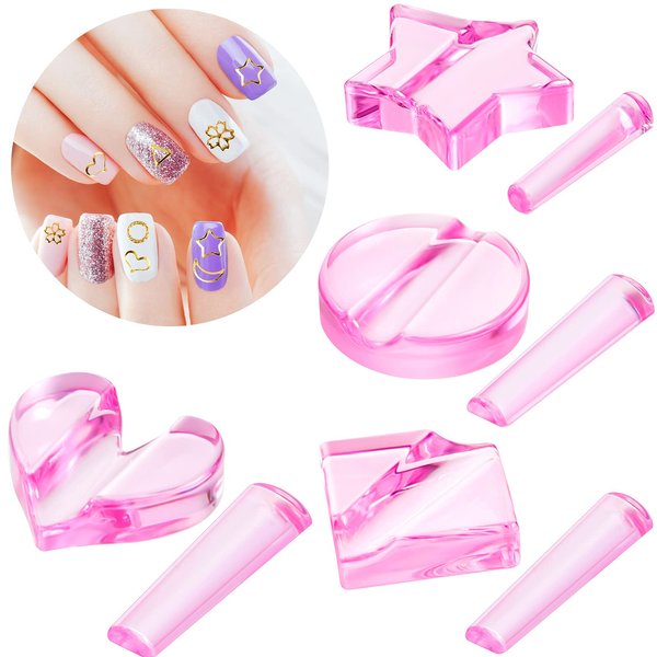 4 Pieces Nail Embossed Molds Metal Frame Bending Nail Tools Star Heart Nail Art Bending Equipment for Nail Salon and Home Nail Art Design, 4 Style