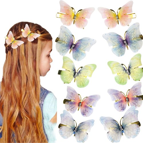 Butterfly Hair Clips,Hair Accessories,Butterfly Clips,Cute Hair Clips,Girl Hair Accessories,Hair Clips for Girls,Butterfly Clips for Hair,Multi-color Hair Clips (Little Butterfly 10pcs-B)