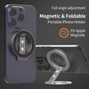 CCSmall Double Sided Magnetic Phone Grip Holder for MagSafe Accessories, Detachable Magnetic Phone Finger Ring Stand Adjustable Kickstand for iPhone 16/15/14/13/12/Samsung/Google 9D Silver