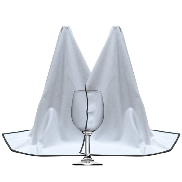 POLYTE Professional Microfiber Wine Glass Fine Polishing Cloth (18x28, 2 Pack, White/Black)
