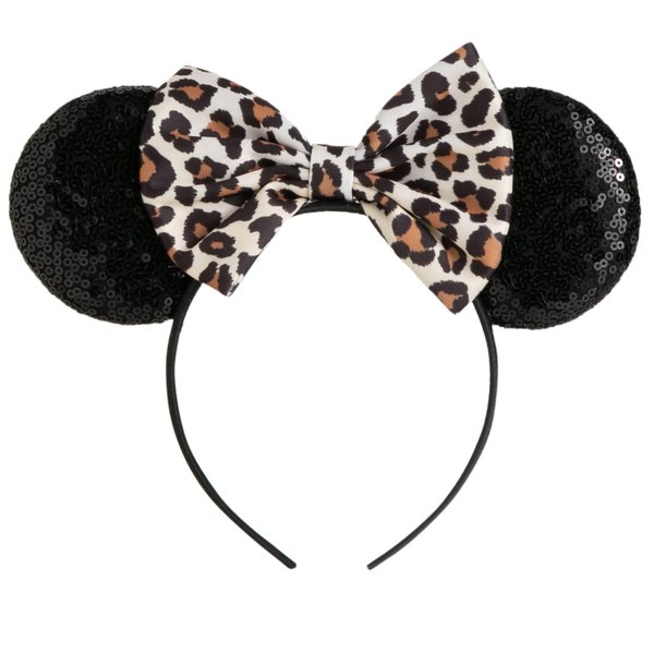 CHuangQi Mouse Ears Headband with Shiny Bow, Double-sided Sequins Glitter Hair Band, for Birthday Party Celebration & Event (XC35)