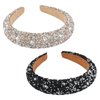 Yonchic 2-Piece Rhinestone Headband, Bling Diamond Headbands for Women Girls Thin/Medium Thick Hair, Glitter Sparkle Jeweled Hair Accessories (Black & Coffee)