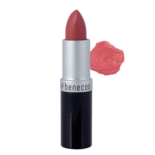 Benecos Natural Lipstick (Peach) - Peach Color Lipstick, Long-Lasting Gorgeous Color, Soft and Smooth Moisturized Lips, Organic, Vegan