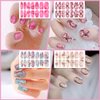 WOKOTO 20 Sheets Full Nail Marble Nail Stickers Nail Polish Strips for Women Press On Nail Polish Stickers Set with Nail File Gradient Real Nail Polish Strips Nail Wraps for Nails