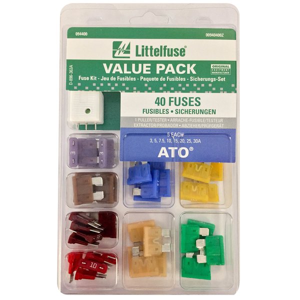 Littelfuse 00940400Z ATO Blade Fuse Super Value Pack - 40 Piece