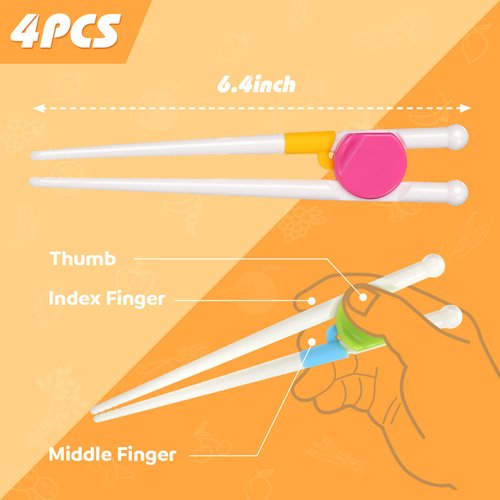 Kidsfantasy 4 Pairs Kid Chopsticks, Training Chopsticks Set Learning Chopstick Detachable for Beginners Children Dishwasher Safe