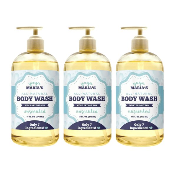 Yaya Maria's Natural Body Wash, Only 5 Ingredients, 100% Nontoxic, Keeps Skin Soft, Cruelty-Free (Unscented)