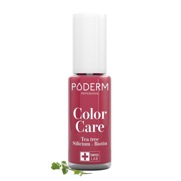 PODERM - nail Polish – Enriched with Tea Tree – Improves nail appearance – Ingredients Natural/Vegan - foot/hand - Swiss Made (Rose Red)
