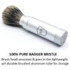 Parker Full Size Travel Shaving Brush with Pure Badger Bristles - Ingenious Design Stores the Brush Head in the Handle Making the Brush Compact for Travel