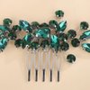Teyglen Rhinestone Bride Wedding Hair Comb Green Crystal Bridal Hair Side Comb Hair Accessories Headpiece Wedding Hair Piece for Women (Peacock green)