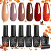 Beetles Gel Nail Polish 6 Colors Caramel Collection Red Brown Fall Skin Tones Gel Nail Polish Set Burgundy Gel Soak off Nail Uv Lamp Manicure Gifts DIY Home for Women