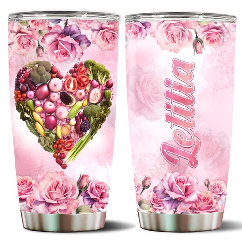 WONWIX Personalized Valentine Gifts for Her Vegan Wife Daughter Mom Women Christmas Birthday Mothers Day Travel Water Bottle with Lid Insulated Stainless Steel Coffee Cup Mug Thermos Tumbler 20oz