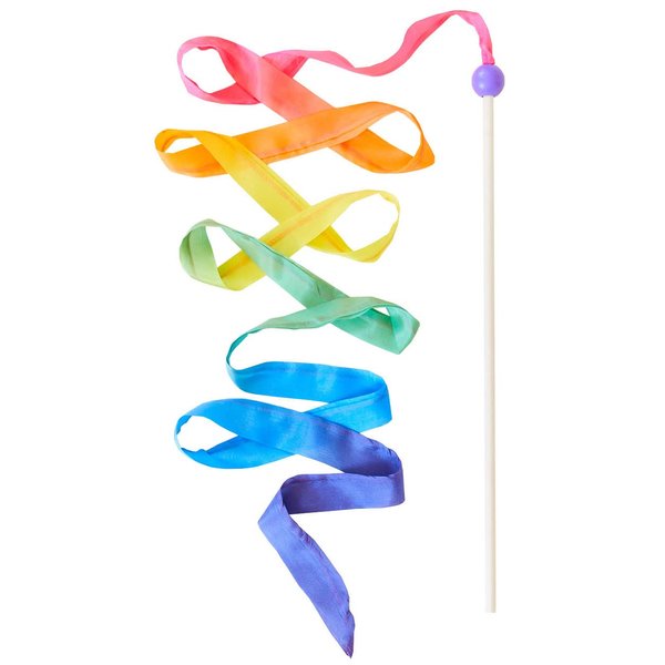 Sarah's Silks Rainbow Streamer - 8' Long Twirling Ribbon Wand for Kids | Montessori and Waldorf Toys