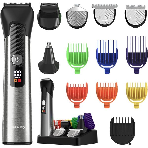 TUOSEDA Men's 15-in-1 Grooming Kit – Includes Beard, Nose, Mustache & Body Trimmer, Hair Clipper, USB-C Rechargeable, Waterproof Design, Travel Lock – Model HT-730