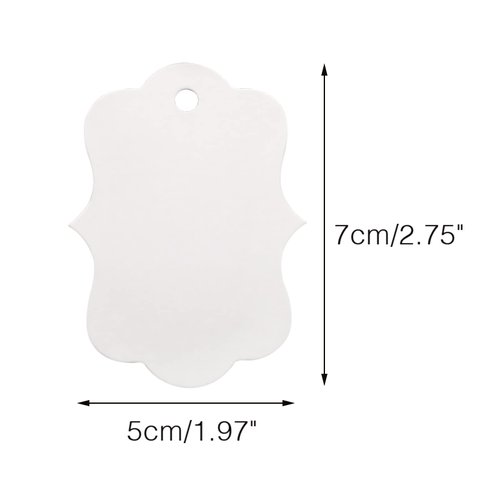 joycraft 100Pcs White Paper Blank Gift Tags,Double-Sided Blank Favor Tags with String,Personalized Price Waved Craft Hang Tags for Gift Wrapping,Wedding,Merchandise and DIY Project(2.75" x 1.97")