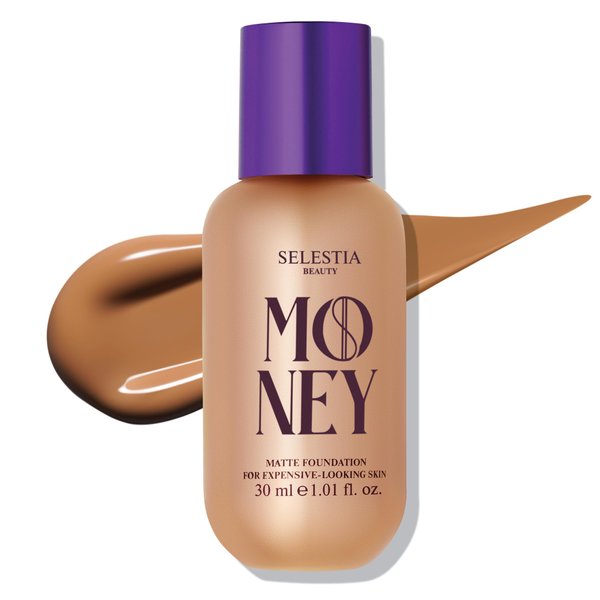 SELESTIA BEAUTY Matte Foundation Money - Long-Lasting Makeup Foundation with Flawless & Buildable Coverage - Liquid Foundation for All Skin Types (Honey)