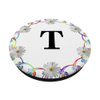 Cell Phone Pop Out Holder,Floral White Daisy Flower Letter T PopSockets Grip and Stand for Phones and Tablets