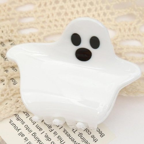 Halloween Hair Claw Clips Hair Claw for Women 1Pcs White Ghost Hair Claw Clips for Thick Hair White Hair Clips Hair Clips Resin Hair Clips White Cute Ghost Halloween Clips Cute Hair Clips Accessories