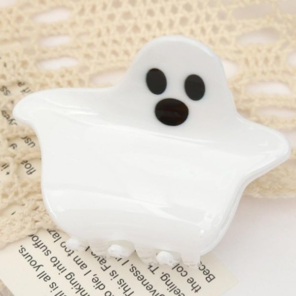 Halloween Hair Claw Clips Hair Claw for Women 1Pcs White Ghost Hair Claw Clips for Thick Hair White Hair Clips Hair Clips Resin Hair Clips White Cute Ghost Halloween Clips Cute Hair Clips Accessories
