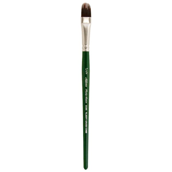 Silver Brush Limited 2528S1/2 Ruby Satin Filbert Grass Comb Brush Fluid and Flow Acrylics, Size 1/2 Inch, Short Handle