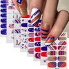 8 Sheets Gel Nail Strips 4th of July Gel Nail Stickers Independence Day Self Adhesive Nail Polish Glitter Nails Sticker Holiday Full Nail Wraps Stickers for Women Manicure Tips