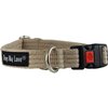 Cotton Web Adjustable Dog Collar with Locking Device 4 Sizes Beige (Medium: Neck: 14"-19"; Width: 3/4")