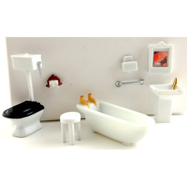 Dollhouse Miniature 1:48 Scale Plastic Bathroom Furniture Set Suite