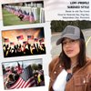 Qlenkay American Flag Hat Wig USA Flag Adjustable Baseball Cap Attached with 14" Hair Extensions Straight Bob Synthetic Hairpiece for Women Dark Black