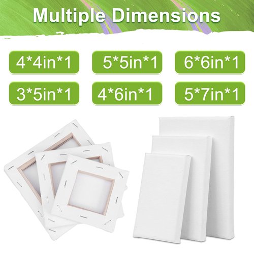 6Packs Mini Stretched Canvases for Painting with 3x5”, 4x4”, 4x6”, 5x5”, 5x7”, 6x6”, Painting Canvas for Oil & Acrylic Paint.