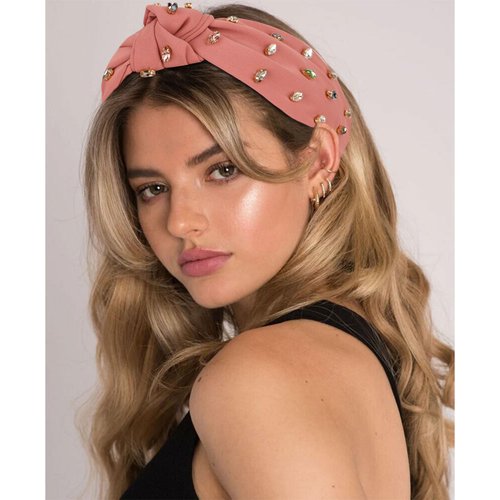 YISSION 1PC Crystal Knotted Headband for Women Non Slip Rhinestone Headband Cameo Brown Head Band Fashion Wide Headbands Hair Accessories for Women Girls