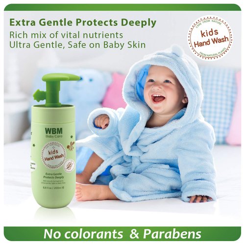 WBM Care Baby Natural Liquid Hand Soap - Honey, Wheatgerm & Organic Olive Oil - 6.8 oz (Pack of 3)