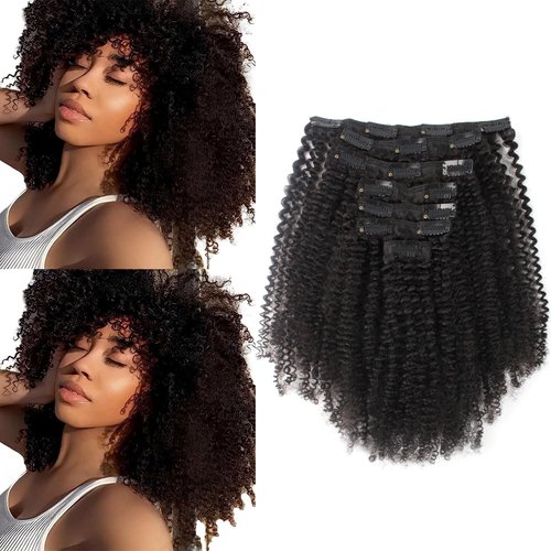 ABH AMAZINGBEAUTY HAIR Afro Curly Clip in Hair Extensions Real Human Hair 4A 4B Curly Clip ins for Black Women 120g 7 Pieces 17 Clips, Ombre Highlight 1B to Honey Blonde 18 Inch