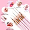 Nail Art Liner Brushes - Eptbsdu 5PC Nail Art Brush for Long Lines, Liner Brush UV Gel Polish Painting Nail Design Brush Metal Handle Nail Drawing Pens, Sizes 4/8/12/20/25mm