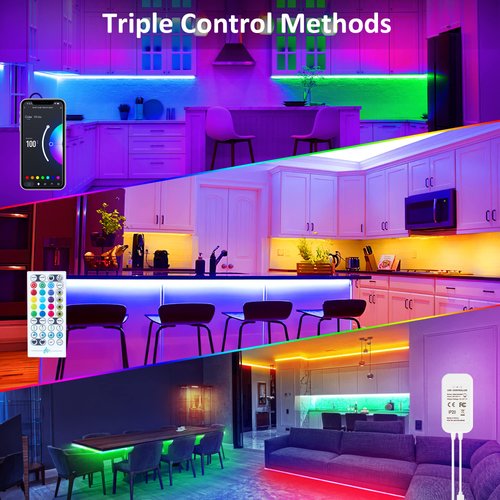 maylit 10 PCS Smart RGB Under Cabinet Lights Kit, Work with Alexa and Google Assistant, App and Remote Control, Music Sync Color Changing, Timer, Dimmable, for Cabinet, Counter, Shelf, Bookcase