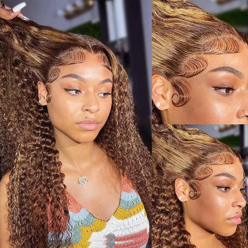 SUNTU Ombre Lace Front Wig Human Hair 18 inch 13x4 Straight Highlight Lace Front Wigs Human Hair Pre Plucked 150% Density with Baby Hair 4/27 Lace Frontal Wig