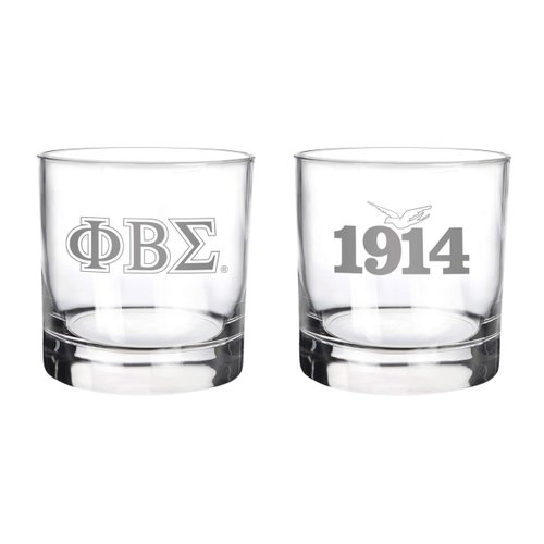 Bad Bananas BBGreek Phi Beta Sigma Official Vendor - Set of 2 11 oz Drinking Glasses - Greek Sigma Letters - Fraternity Paraphernalia