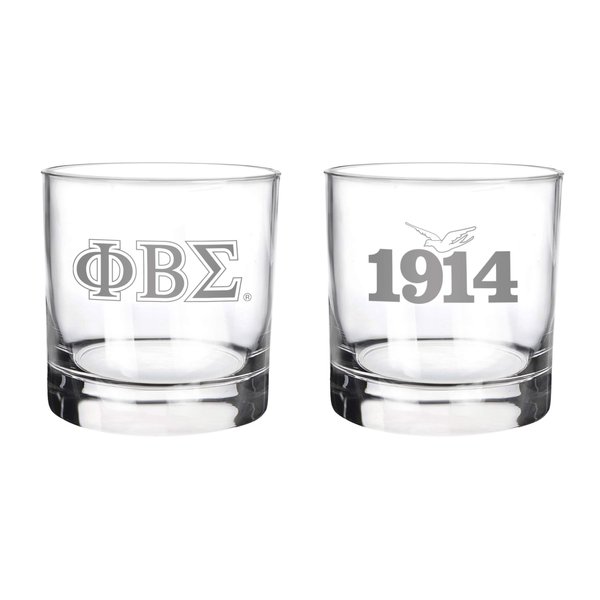 Bad Bananas BBGreek Phi Beta Sigma Official Vendor - Set of 2 11 oz Drinking Glasses - Greek Sigma Letters - Fraternity Paraphernalia