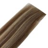 FUBILI Tape in Human Hair Extensions Real Human Hair Brown Fading to Blonde Mix Brown Hair Extensions for Women 40g 12 Inch