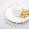 Catery Bride Wedding Headband Pearl Hair Vine Bridal Headpiece Hair Accessories for Women and Girls (Gold)