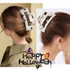 Halloween Hair Bows Clips Square Shark Hair Claw Clip Milk White Spider Silk Ghost Evil Spirit Bow-knot Hair Clips for Thick Thin Hair Nonslip Alligator Clip Halloween Hair Accessories 3Pcs