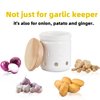 ONTUBE Large Garlic Keeper with Wooden Lid, Ceramic Garlic Holder Storage, Garlic Container for Kitchen, Garlic Saver to Keep Your Garlic Cloves Fresh Longer 4.5-Inch, White
