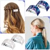 6 Pieces French Hair Barrettes Clip for Women Rectangle Ponytail Hair Barrette Semi Circle Spring Ponytail Tortoise Shell Hair Clip for Women Girl Ladies, Automatic Hair Clip Snap (Elegant Pattern)