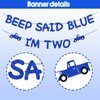 Blue Truck 2nd Birthday Banner Little Blue Truck Party Decorations Glitter Beep Said Blue I'm Two Banner Backdrop for Boys and Girls Farm Themed 2nd Birthday Party Supplies