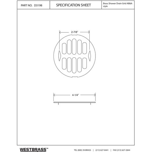 Westbrass 4-1/4" OD Snap-in Shower Drain Strainer, Polished Chrome, D3198-26