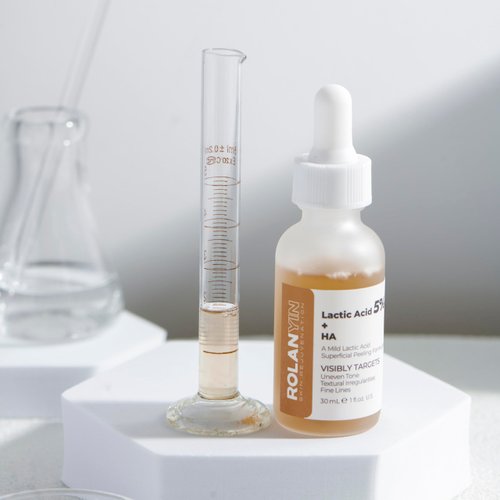ROLANYIN Lactic Acid 5% + HA Facial Serum for Exfoliating Deep Hydration and Smoothing Skin Texture Nourishing Anti Aging Pore Minimizing Benefits Skin Care